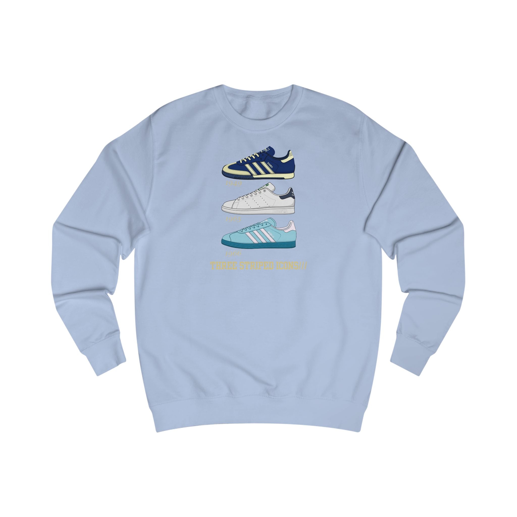 3 Striped Icons Crewneck Sweatshirt (Black, Grey, Navy, Light Blue, Green, Red)