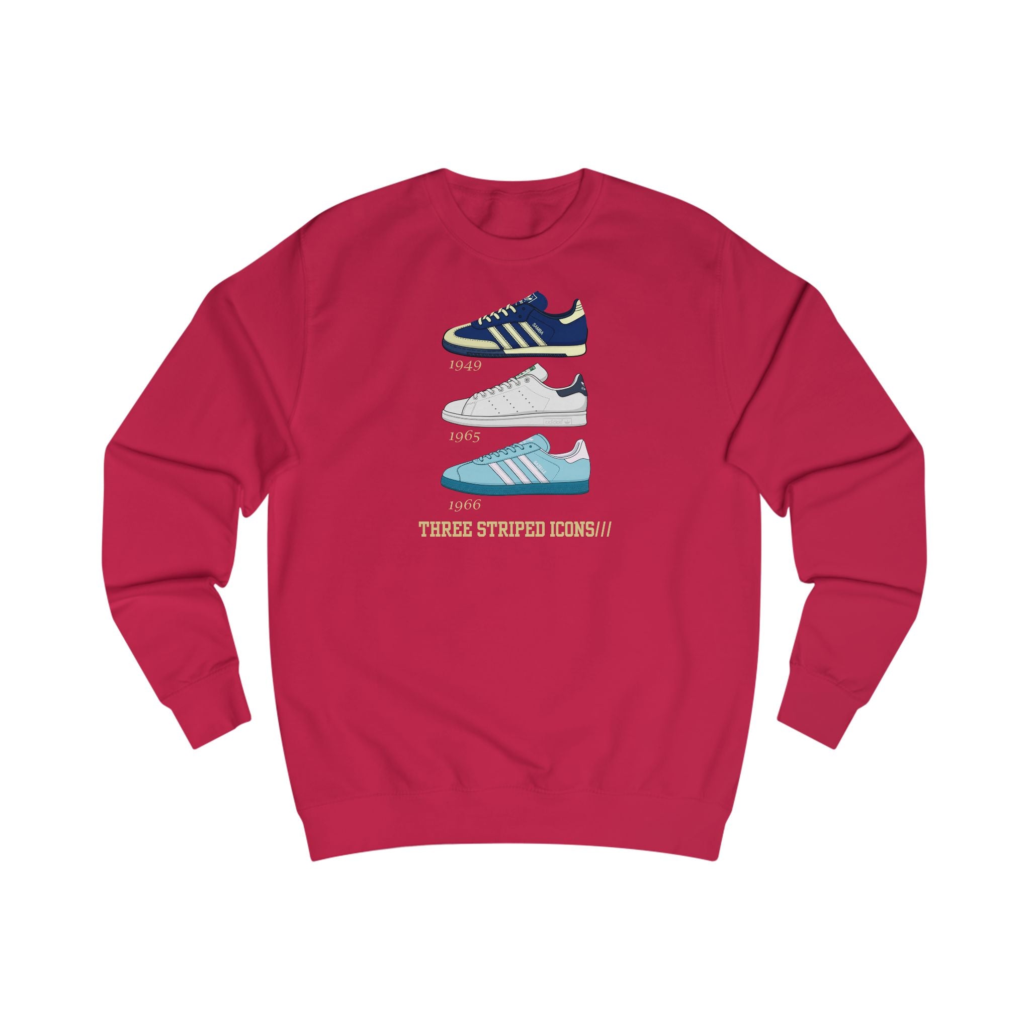 3 Striped Icons Crewneck Sweatshirt (Black, Grey, Navy, Light Blue, Green, Red)